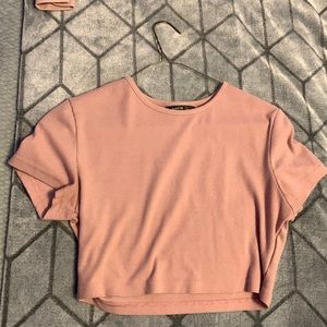 cropped pink shirt